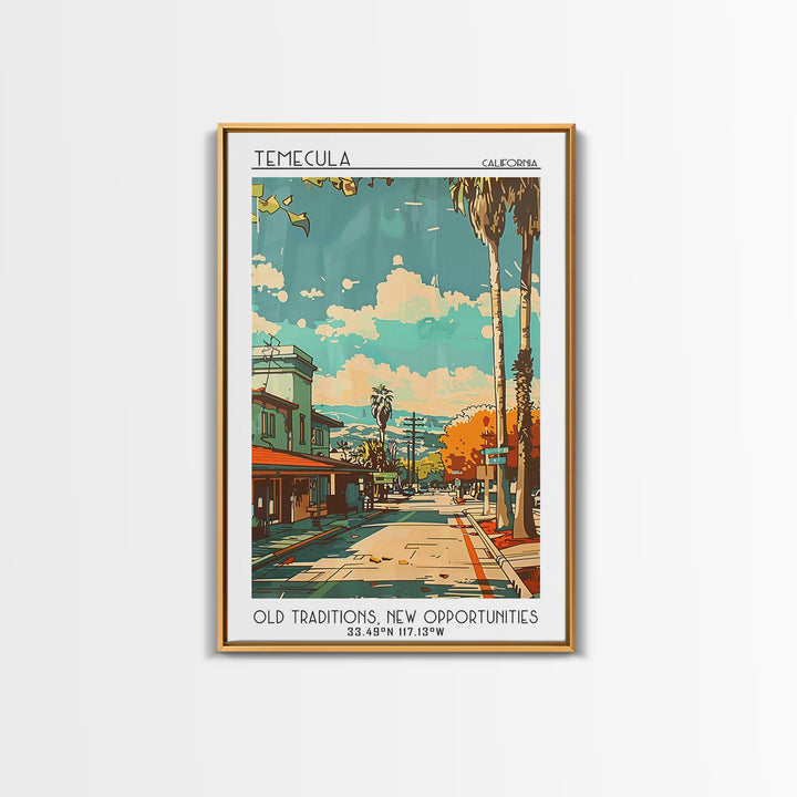 Temecula Travel Poster, Framed Canvas Print, City Art Print, Travel Wall Art, Travel Decor, Wanderlust Gift, Travel Print, Art Print