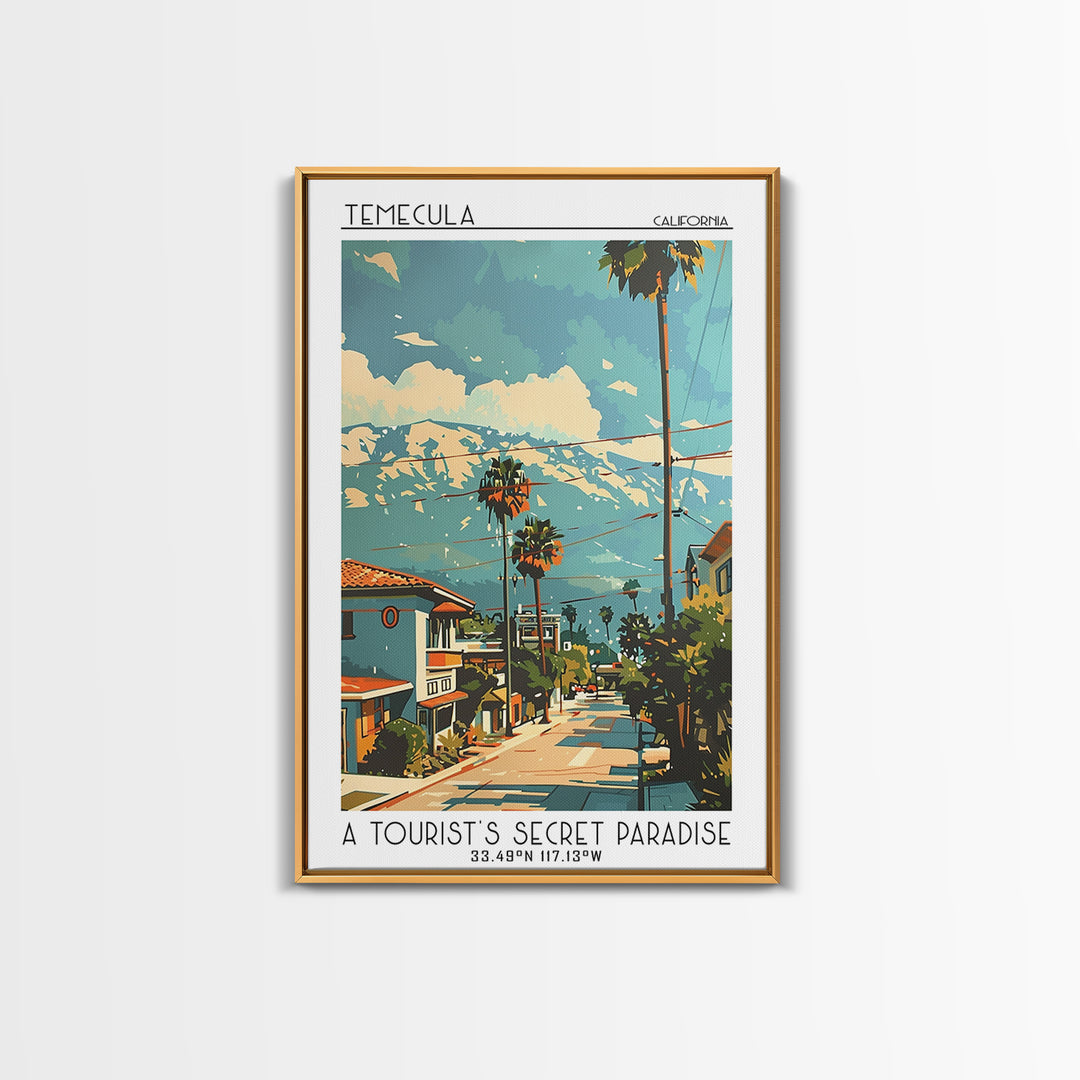 Temecula California Travel Poster, Canvas Print, Retro Wall Art, Travel Print, Travel Posters, Modern Wall Decor, City Travel Poster