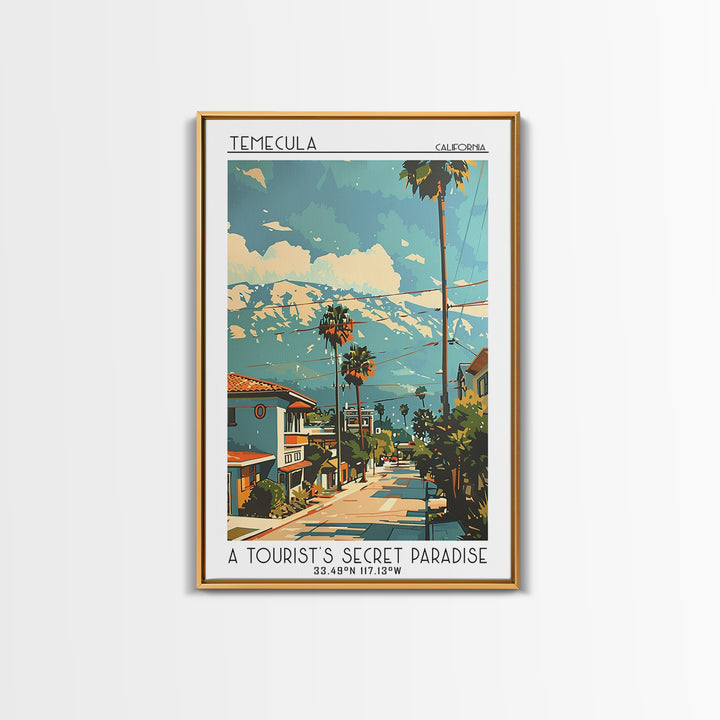 Temecula California Travel Poster, Canvas Print, Retro Wall Art, Travel Print, Travel Posters, Modern Wall Decor, City Travel Poster