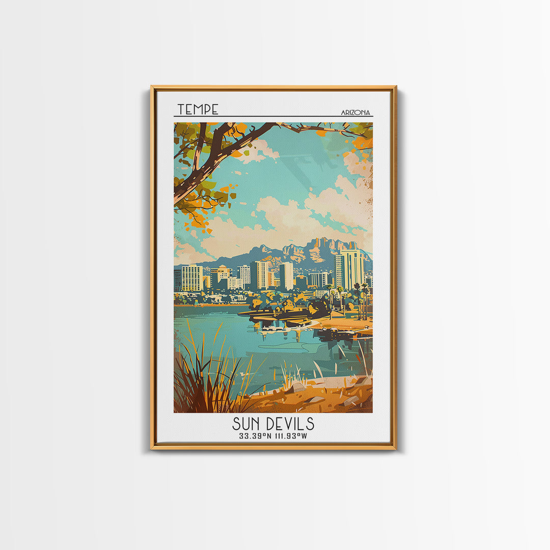 Tempe Arizona Travel Poster, Canvas Print, City Travel Poster, Travel Wall Art, Minimalist Poster, Colorful Wall Art, Travel Posters