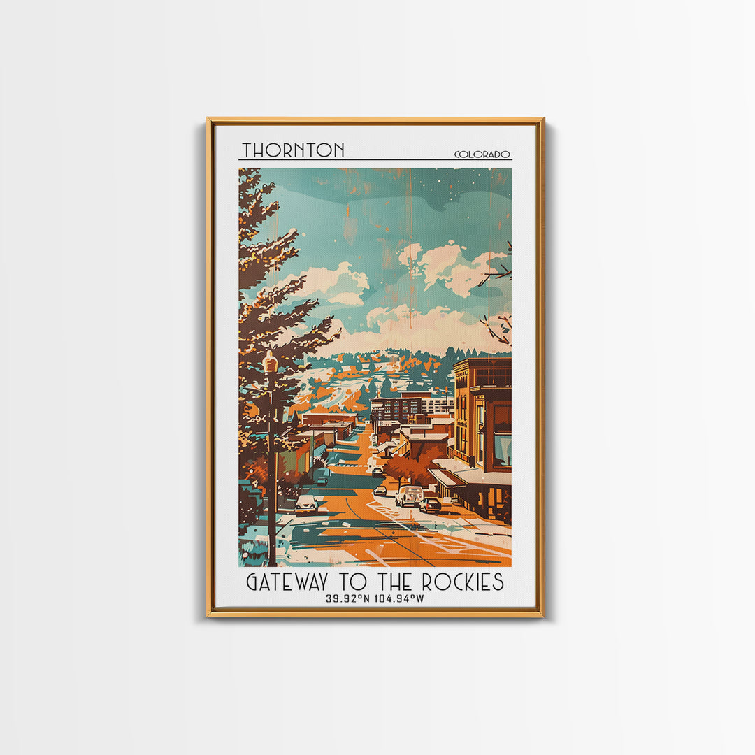 Thornton Travel Poster, Framed Canvas Print, City Art Print, Travel Wall Art, Travel Prints, City Illustration, Living Room Wall Art