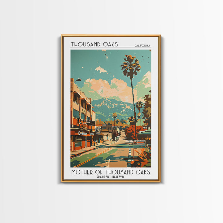 Thousand Oaks California Travel Poster, Canvas Print, Retro Travel Poster, City Wall Art, Wall Art, Mid Century Wall Art, Home Decor