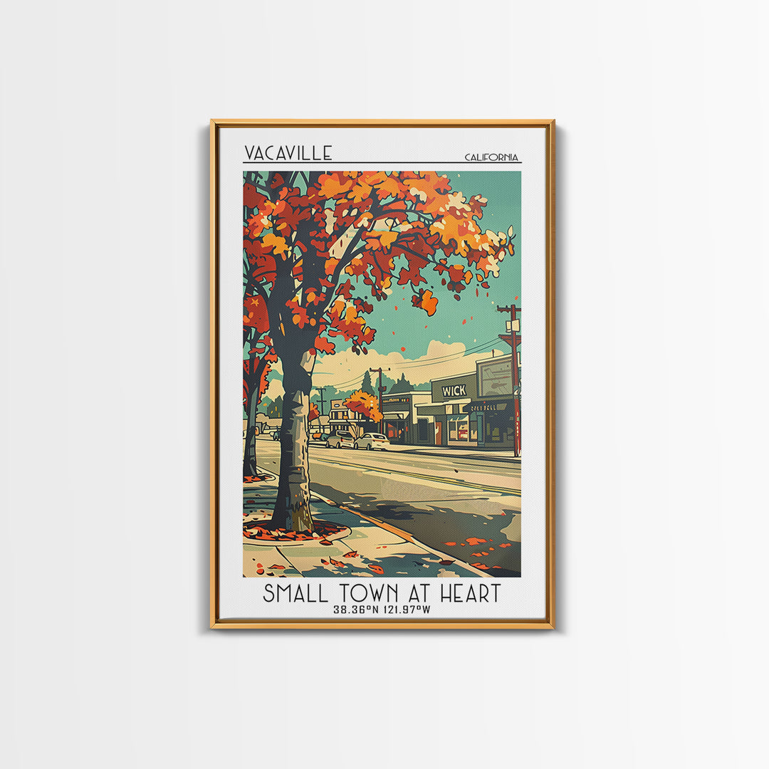 Vacaville Travel Poster, Framed Canvas Print, City Travel Poster, Travel Wall Art, City Illustration, Living Room Wall Art, Wall Art
