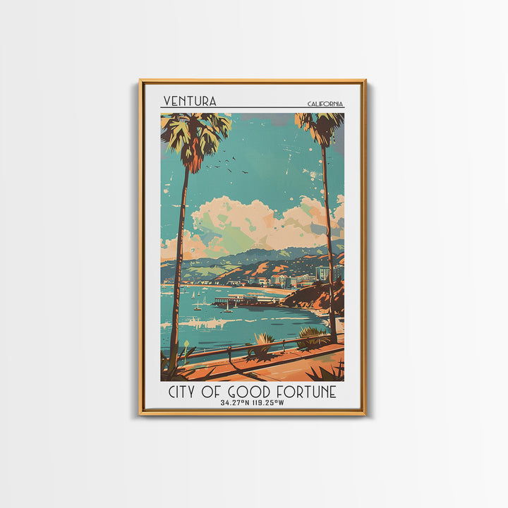 Ventura Travel Poster, Framed Canvas Print, Travel Wall Decor, Minimalist Poster, Poster Print, Travel Wall Art, Retro Travel Poster