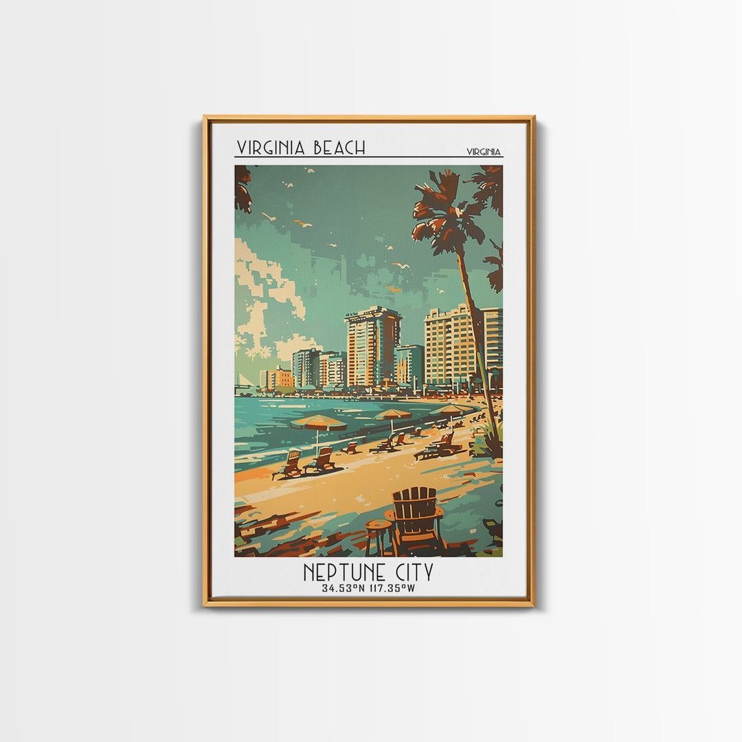 Virginia Beach Virginia Travel Poster, Canvas Print, City Art Print, Travel Wall Art, Vintage Travel Art, Travel Print, Poster Print