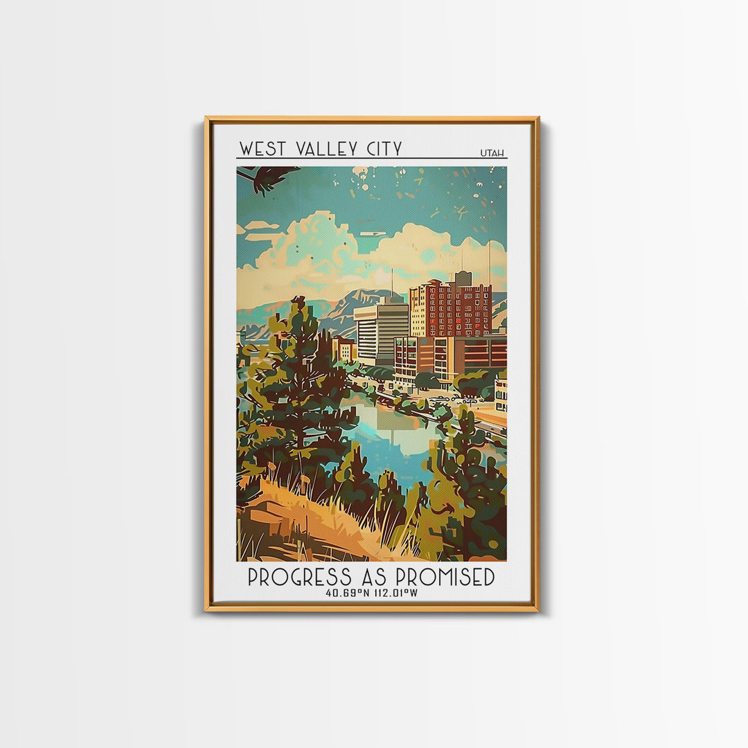 West Valley City Travel Poster, Canvas Print, Retro Travel Poster, City Wall Art, Travel Posters, Minimalist Poster, Travel Wall Art