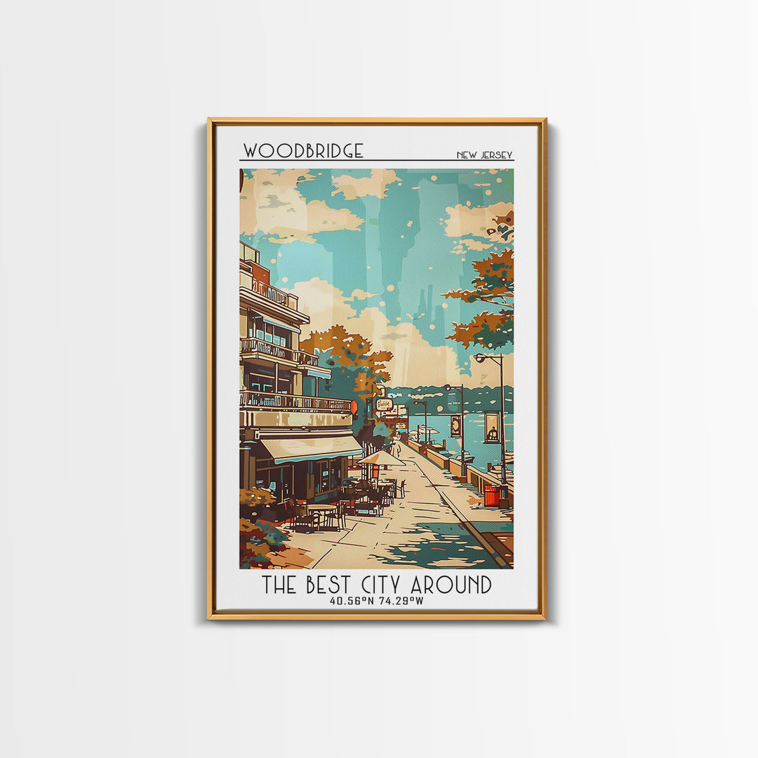 Woodbridge New Jersey Travel Poster, Canvas Print, City Travel Poster, Travel Wall Art, Retro Wall Art, Travel Print, Fine Art Print