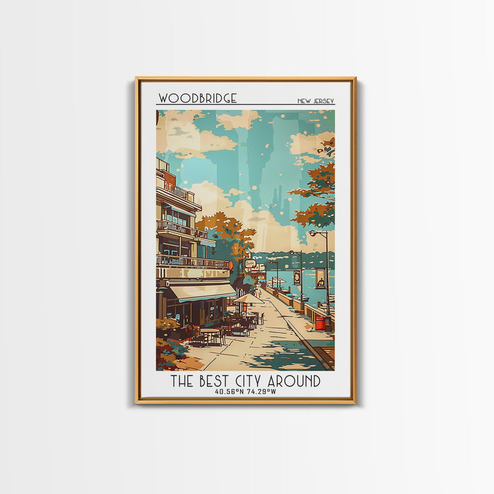 Woodbridge New Jersey Travel Poster, Canvas Print, City Travel Poster, Travel Wall Art, Retro Wall Art, Travel Print, Fine Art Print