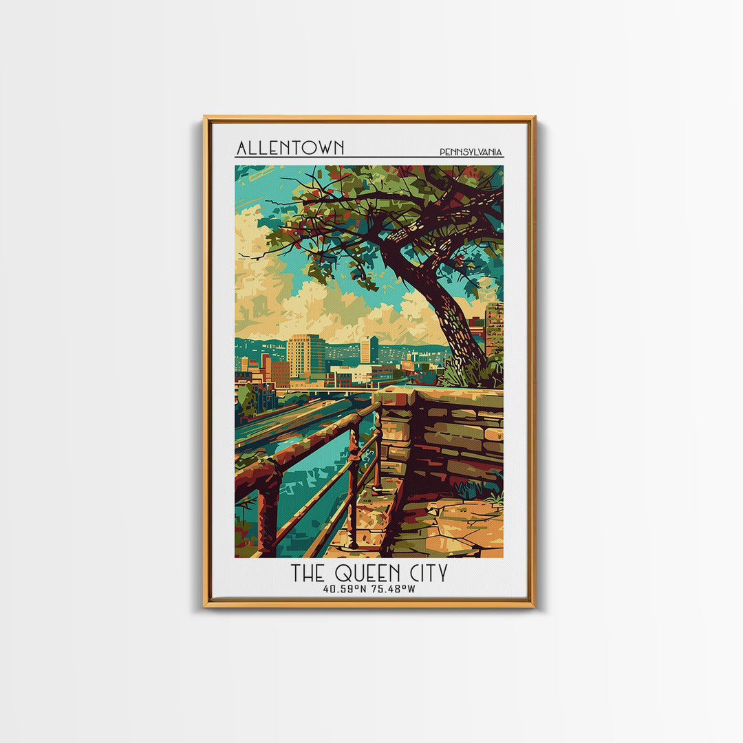 Allentown Travel Poster, Canvas Print, Retro Travel Poster, City Wall Art, Living Room Wall Art, Retro Travel Print, Vintage Posters