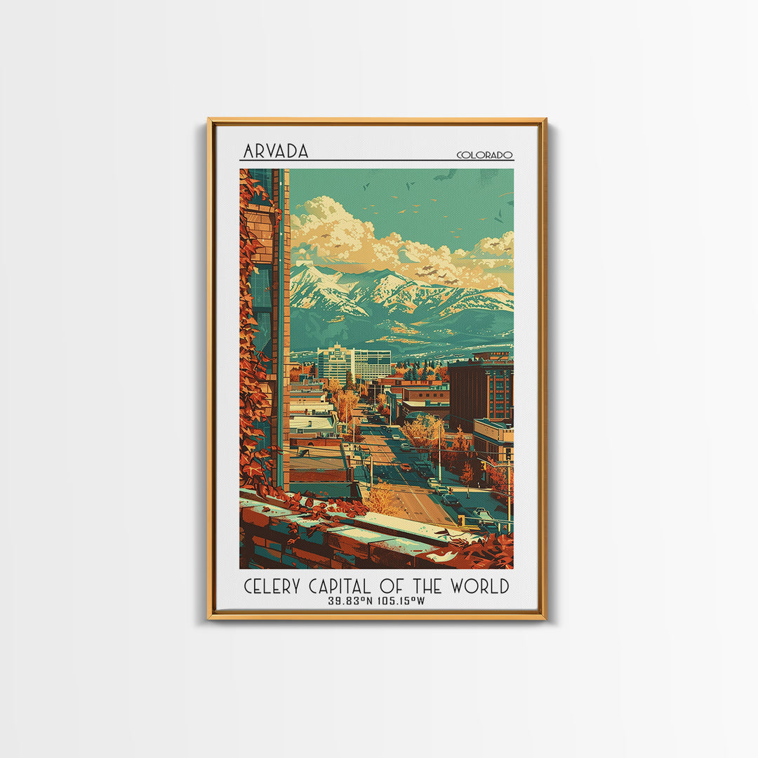 Arvada Travel Poster, Framed Canvas Print, Vintage Travel Print, City Wall Art, Travel Posters, Retro Travel Poster, Wanderlust Gift