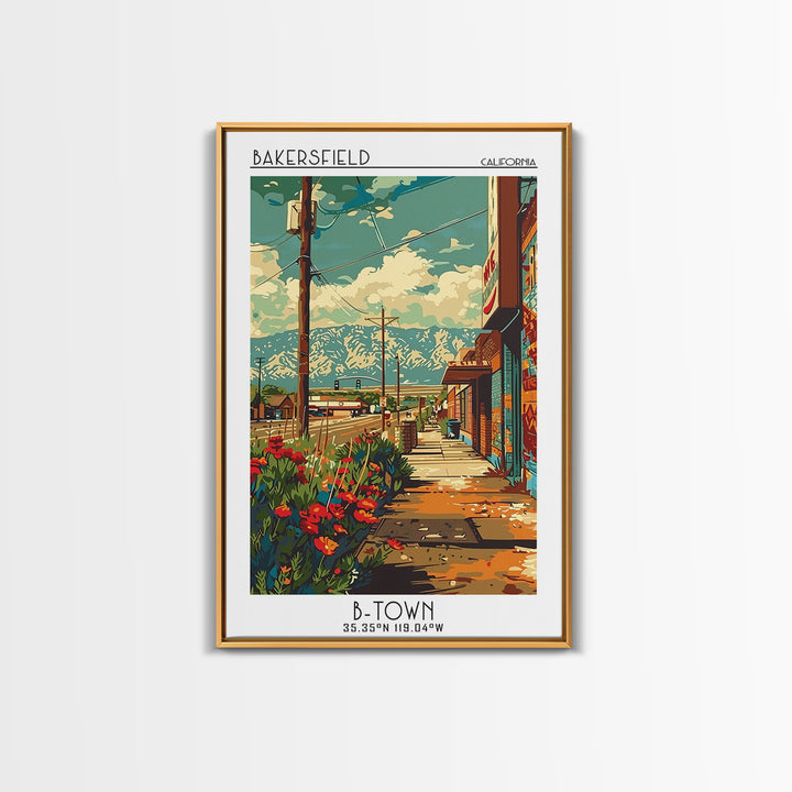 Bakersfield Travel Poster, Canvas Print, Travel Art Print, Modern Wall Decor, Colorful Wall Art, Travel Prints, Living Room Wall Art