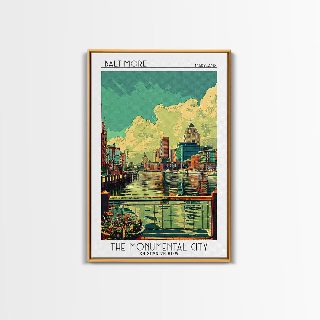 Baltimore Travel Poster, Framed Canvas Print, City Travel Poster, Travel Wall Art, Travel Wall Decor, Fine Art Print, Travel Posters