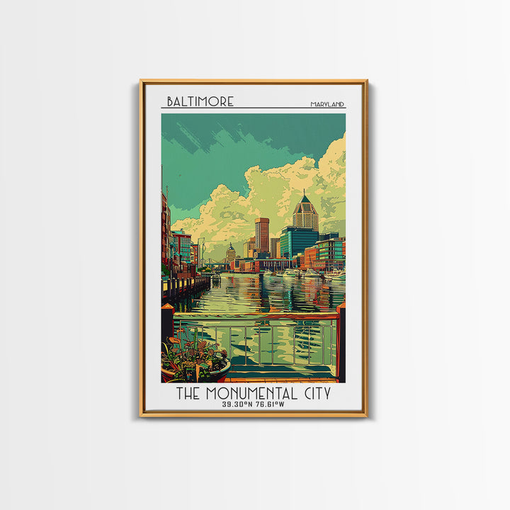 Baltimore Travel Poster, Framed Canvas Print, City Travel Poster, Travel Wall Art, Travel Wall Decor, Fine Art Print, Travel Posters