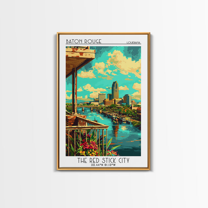 Baton Rouge Travel Poster, Framed Canvas Print, City Art Print, Travel Wall Art, Travel Prints, City Illustration, Travel Wall Decor