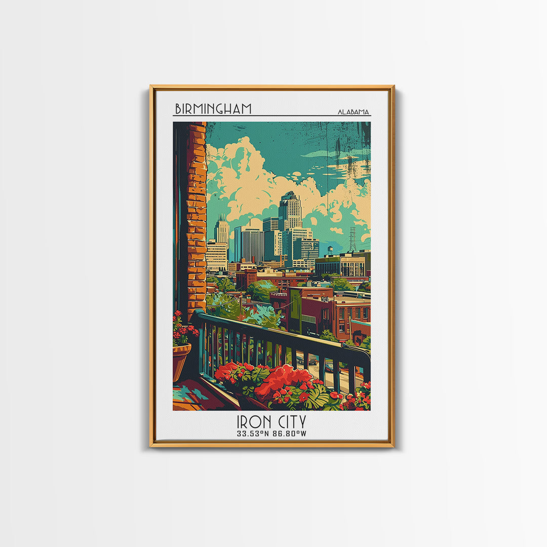 Birmingham Travel Poster, Canvas Print, City Art Print, Travel Wall Art, Art Print, Wanderlust Gift, Home Office Decor, Travel Print