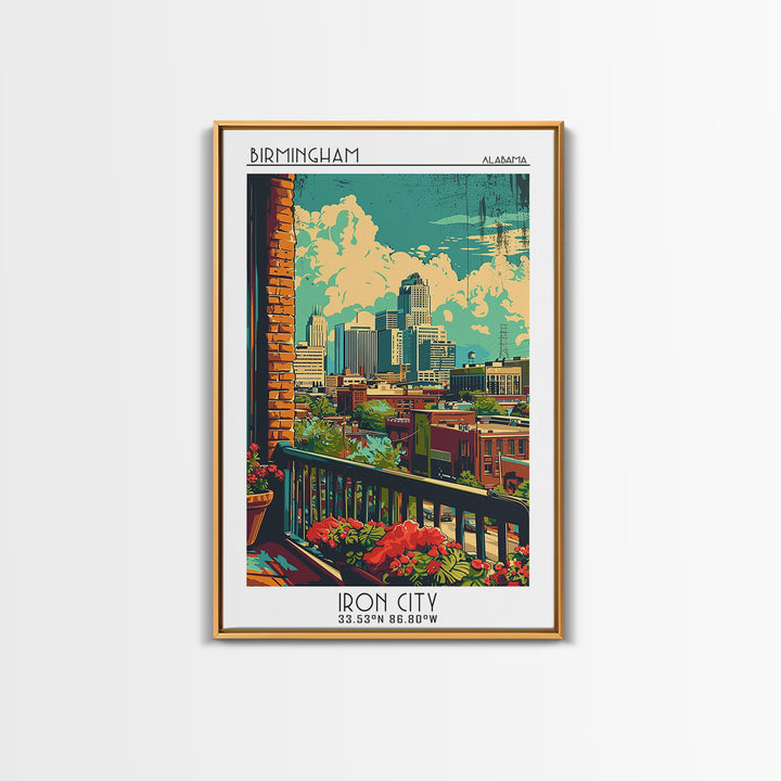 Birmingham Travel Poster, Canvas Print, City Art Print, Travel Wall Art, Art Print, Wanderlust Gift, Home Office Decor, Travel Print