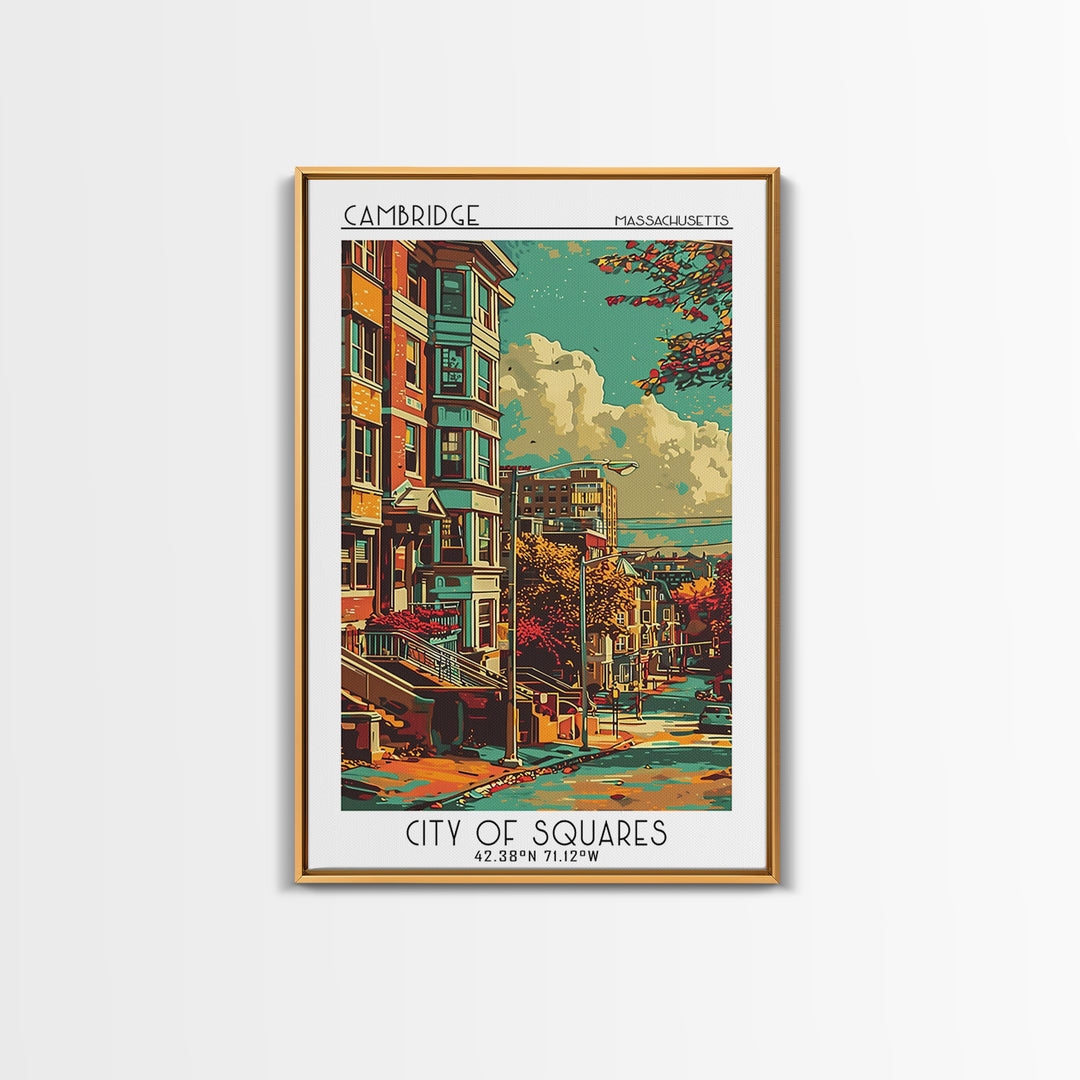 Cambridge Travel Poster, Canvas Print, Travel Prints, Landscape Art, Art Print, Poster Art, Retro Travel Print, Mid Century Wall Art