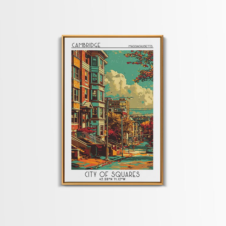 Cambridge Travel Poster, Canvas Print, Travel Prints, Landscape Art, Art Print, Poster Art, Retro Travel Print, Mid Century Wall Art