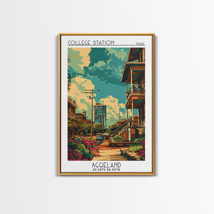 College Station Travel Poster, Framed Canvas Print, City Travel Poster, Travel Wall Art, Travel Print, Landscape Art, Travel Posters