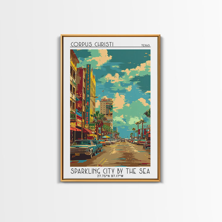 Corpus Christi Travel Poster, Canvas Print, City Art Print, Travel Wall Art, Home Office Decor, Minimalist Poster, City Illustration
