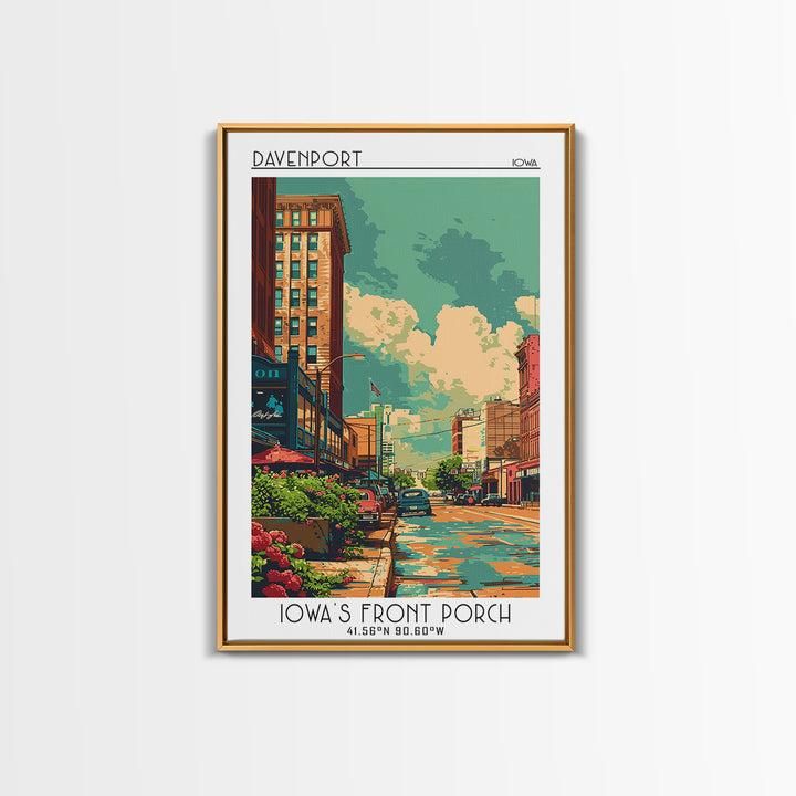 Davenport Travel Poster, Framed Canvas Print, Poster Print, Travel Wall Art, Retro Travel Print, Retro Travel Poster, Fine Art Print