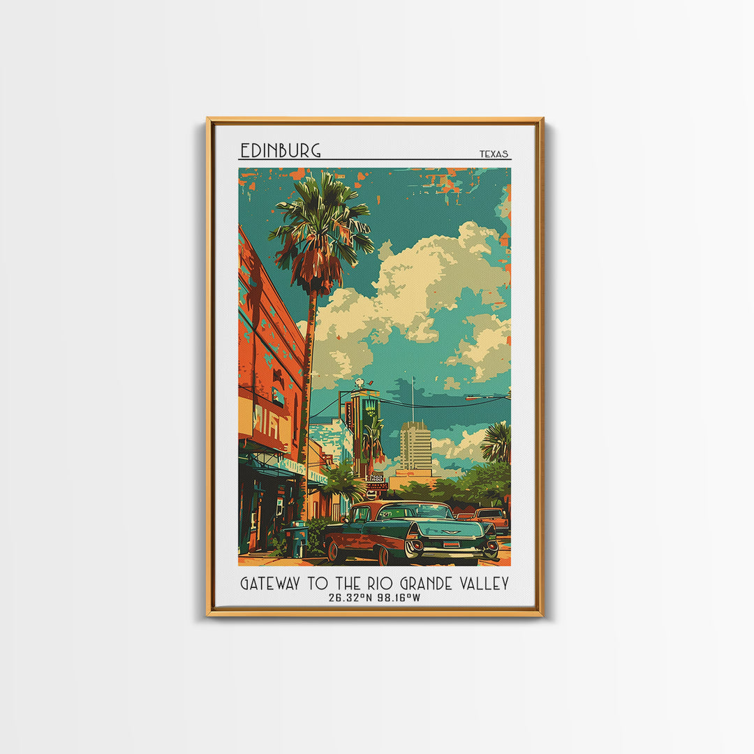 Edinburg Travel Poster, Framed Canvas Print, Retro Travel Poster, City Wall Art, Mid Century Wall Art, Home Decor, Modern Wall Decor