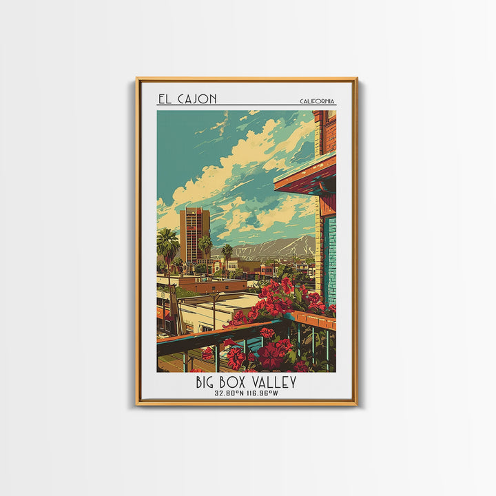 El Cajon Travel Poster, Framed Canvas Print, Travel Wall Art, City Wall Art, Poster Art, Art Print, Travel Art Print, Retro Wall Art