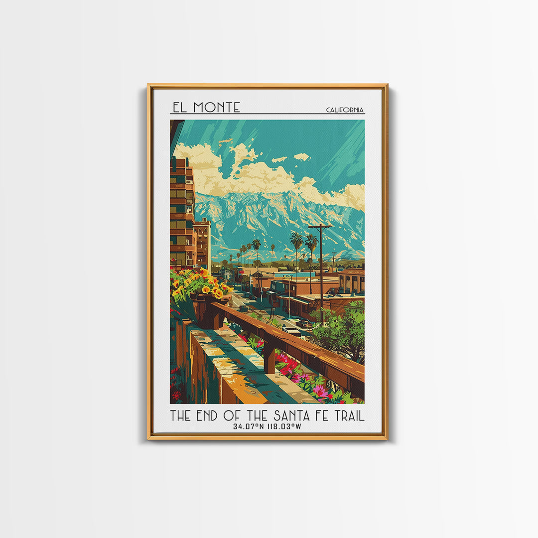 El Monte Travel Poster, Canvas Print, City Art Print, Travel Wall Art, Wall Art, Travel Prints, Gallery Wall Set, Retro Travel Print