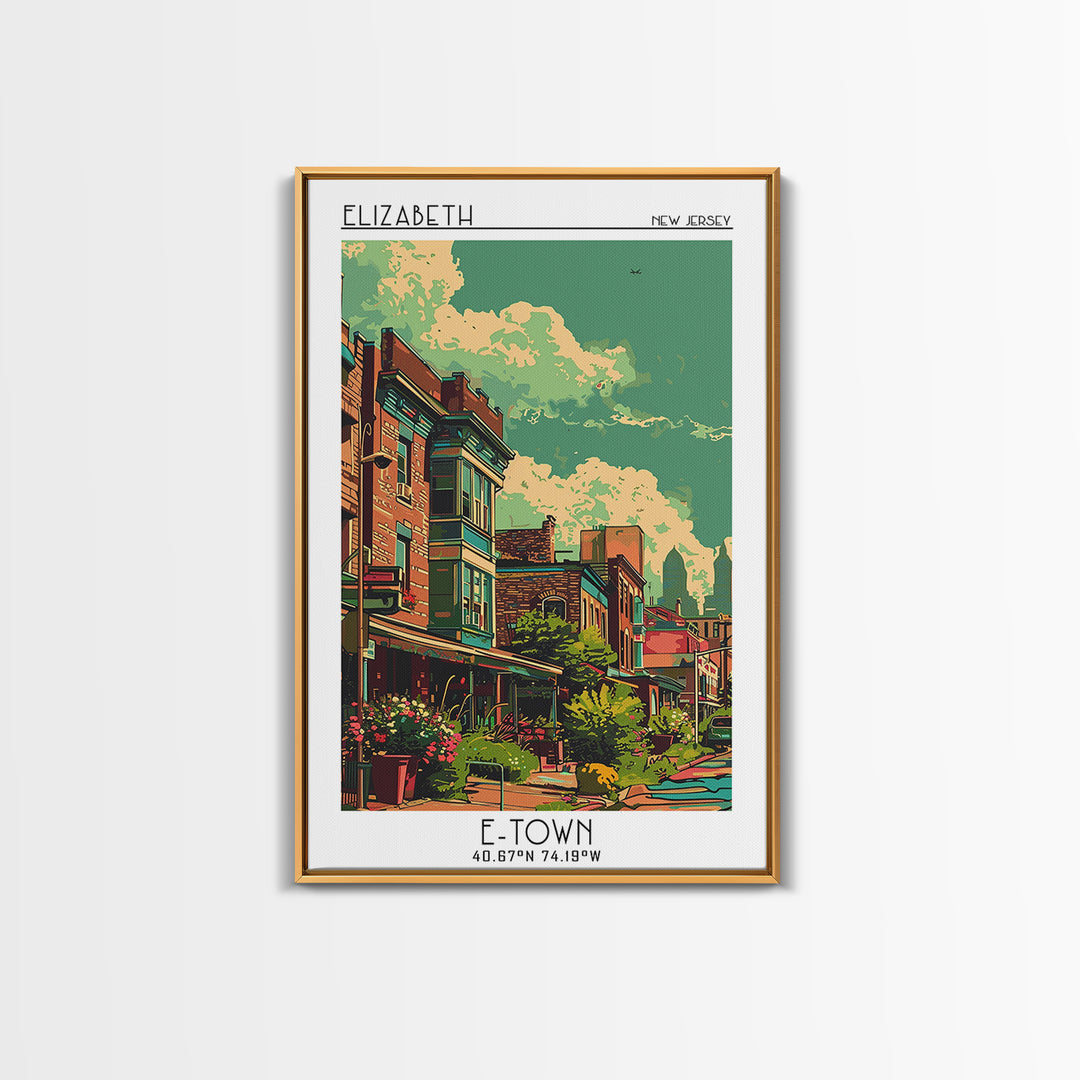 Elizabeth Travel Poster, Framed Canvas Print, Travel Art Print, Modern Wall Decor, Poster Art, City Travel Poster, Colorful Wall Art