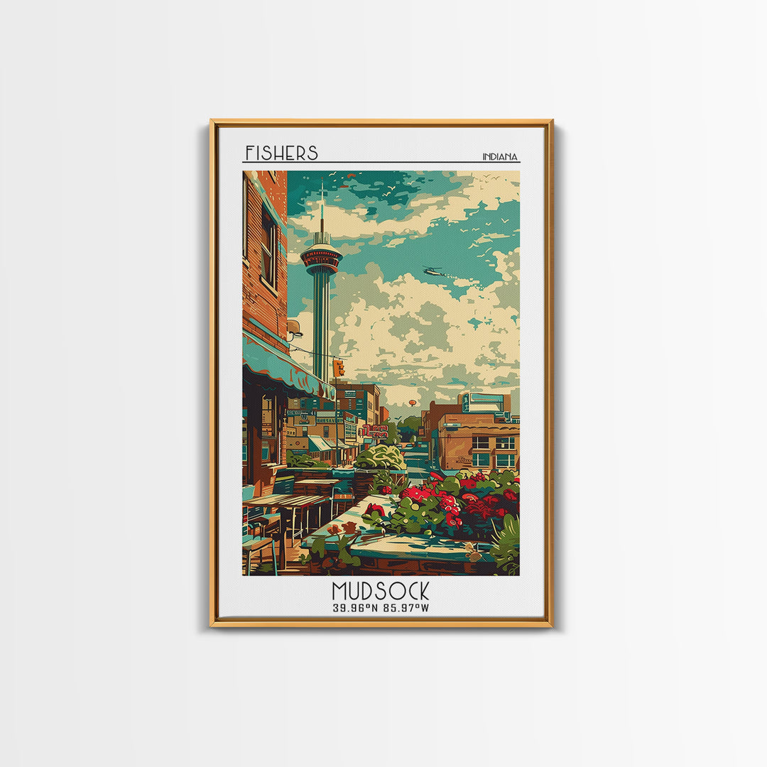 Fishers Travel Poster, Framed Canvas Print, Travel Art Print, Modern Wall Decor, City Wall Art, Poster Art, Poster Print, Home Decor