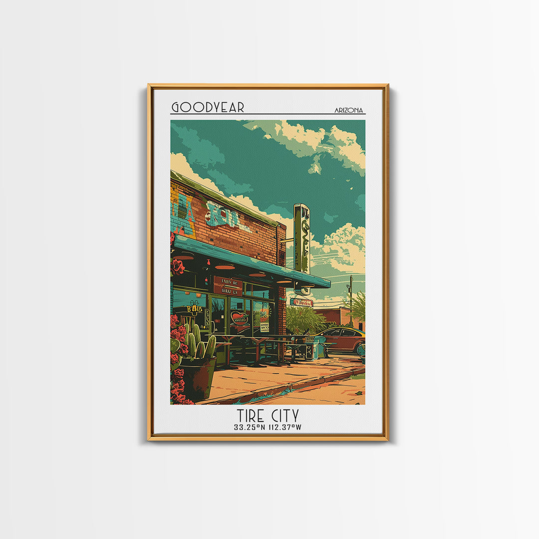 Goodyear Travel Poster, Canvas Print, City Travel Poster, Vintage City Poster, Living Room Wall Art, Travel Wall Art, City Art Print