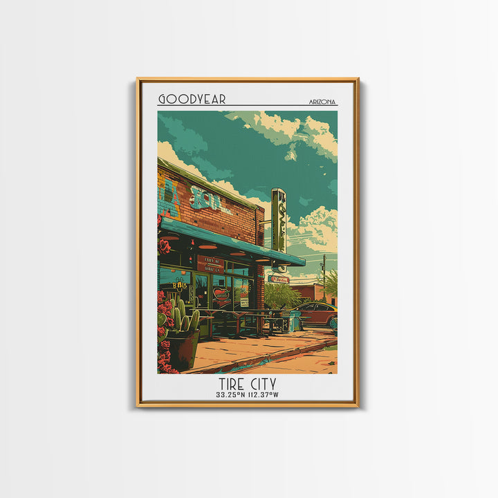 Goodyear Travel Poster, Canvas Print, City Travel Poster, Vintage City Poster, Living Room Wall Art, Travel Wall Art, City Art Print