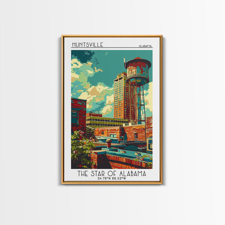 Huntsville Travel Poster, Canvas Print, Poster Print, Travel Wall Art, Travel Wall Decor, Wall Art, Travel Print, Retro Travel Print