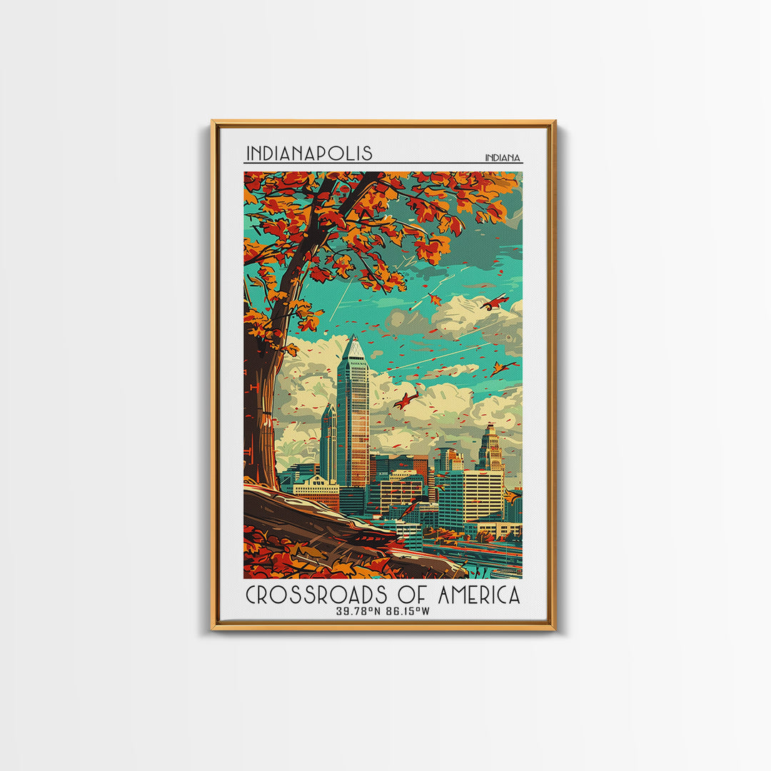 Indianapolis Travel Poster, Canvas Print, Retro Travel Poster, City Wall Art, Art Print, Minimalist Poster, Home Decor, Travel Decor