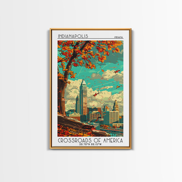 Indianapolis Travel Poster, Canvas Print, Retro Travel Poster, City Wall Art, Art Print, Minimalist Poster, Home Decor, Travel Decor
