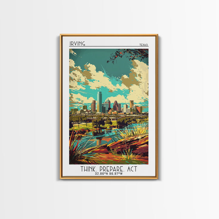 Irving Travel Poster, Framed Canvas Print, City Travel Poster, Vintage City Poster, Retro Wall Art, Retro Travel Print, Poster Print