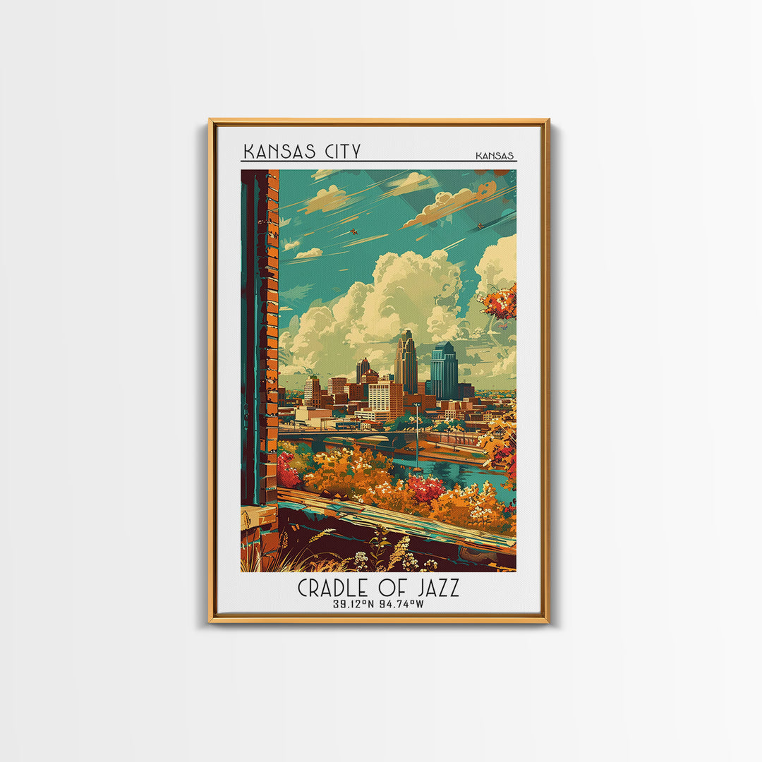 Kansas City Travel Poster, Canvas Print, City Travel Poster, Travel Wall Art, Vintage Travel, Mid Century Wall Art, Travel Art Print