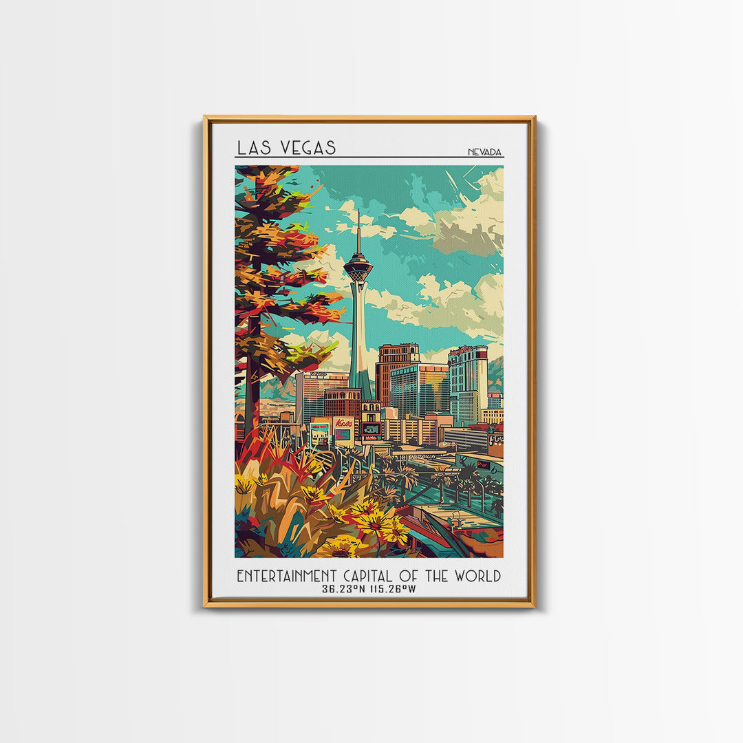 Las Vegas Travel Poster, Canvas Print, City Travel Poster, Travel Wall Art, Travel Prints, Mid Century Wall Art, Vintage City Poster