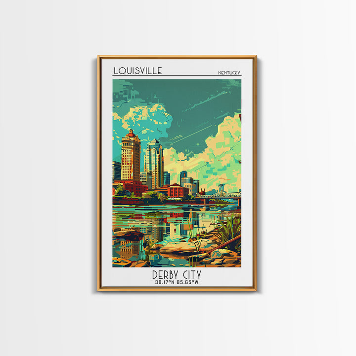 Louisville Travel Poster, Framed Canvas Print, City Travel Poster, Travel Wall Decor, City Art Print, Wall Art, Watercolor Cityscape
