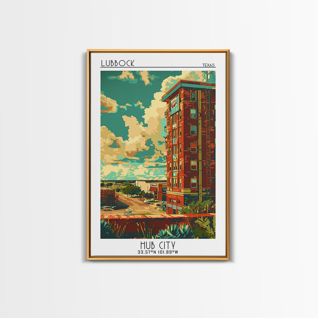 Lubbock Travel Poster, Framed Canvas Print, City Travel Poster, Travel Wall Decor, Living Room Wall Art, Home Office Decor, Wall Art
