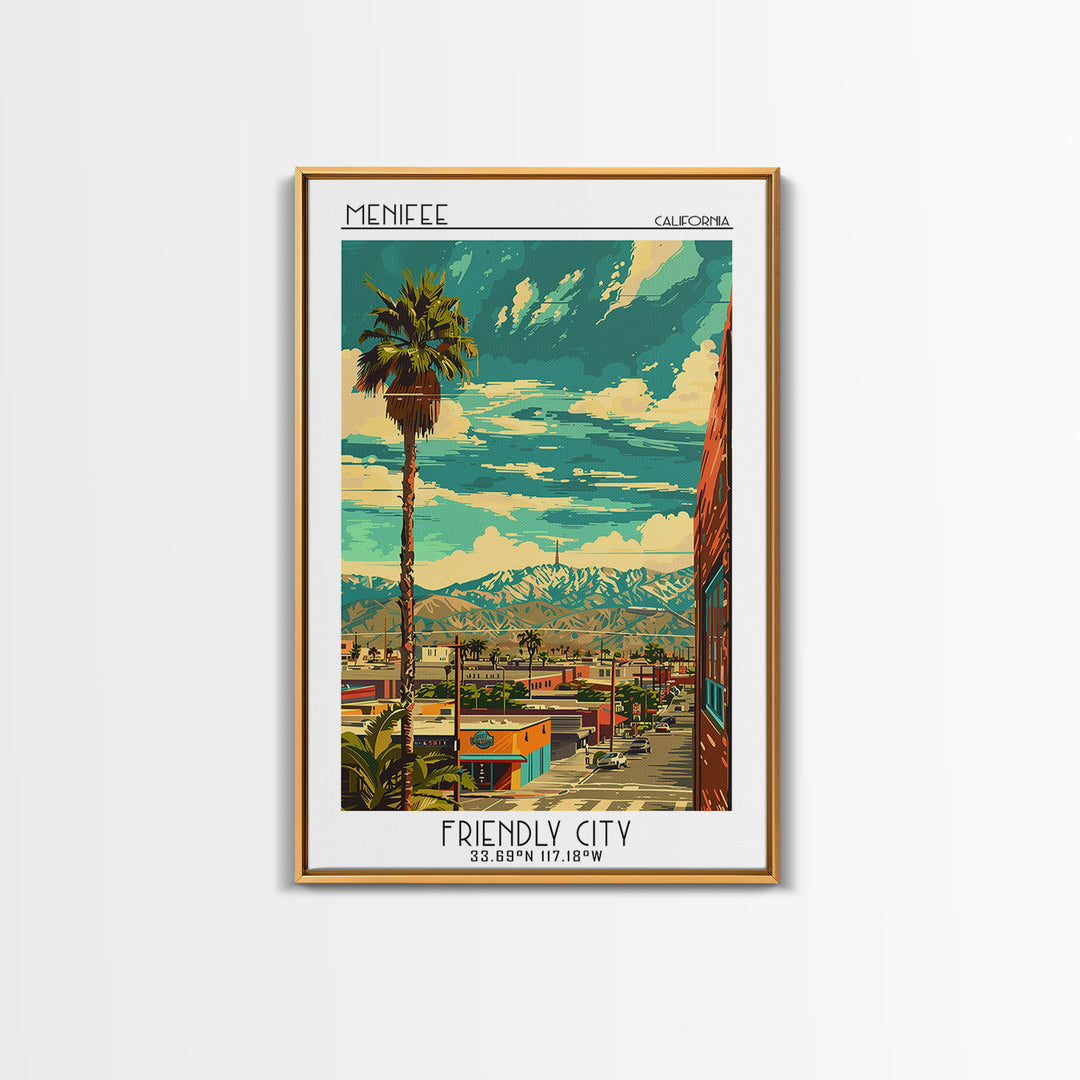 Menifee Travel Poster, Framed Canvas Print, City Art Print, Travel Wall Art, Wall Art, Home Decor, Travel Posters, Modern Wall Decor