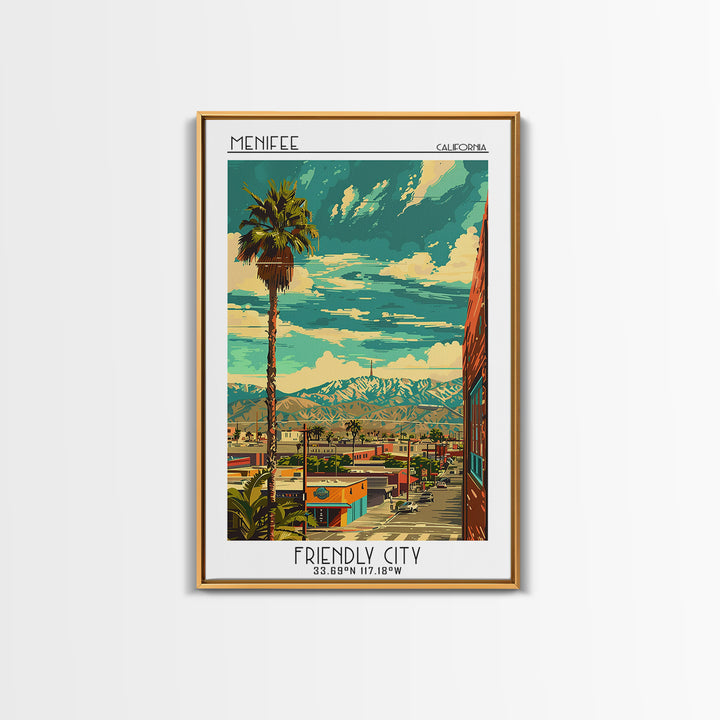 Menifee Travel Poster, Framed Canvas Print, City Art Print, Travel Wall Art, Wall Art, Home Decor, Travel Posters, Modern Wall Decor