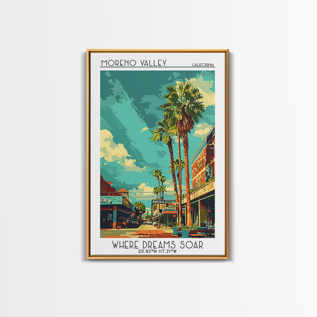 Moreno Valley Travel Poster, Canvas Print, Travel Wall Decor, Minimalist Poster, Modern Wall Decor, Home Office Decor, City Wall Art