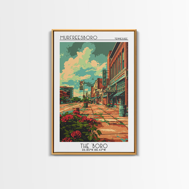 Murfreesboro Travel Poster, Framed Canvas Print, City Travel Poster, Travel Wall Art, City Illustration, Gallery Wall Set, Art Print