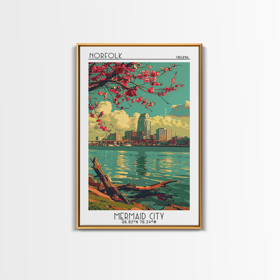 Norfolk Travel Poster, Framed Canvas Print, City Travel Poster, Travel Wall Art, Living Room Wall Art, Home Office Decor, Poster Art