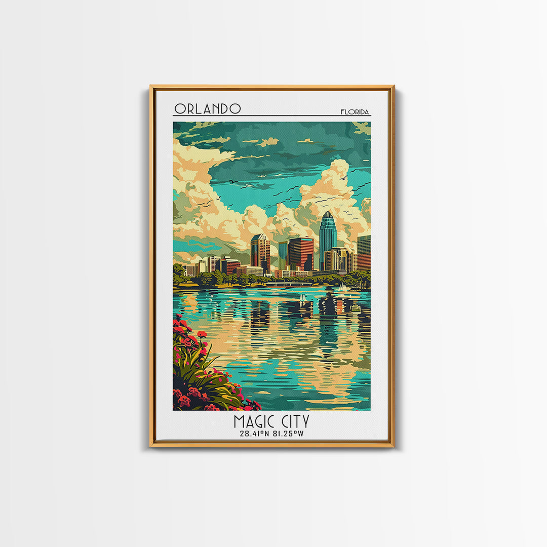 Orlando Travel Poster, Canvas Print, Retro Wall Art, Travel Print, Travel Posters, Retro Travel Print, Home Decor, Travel Wall Decor