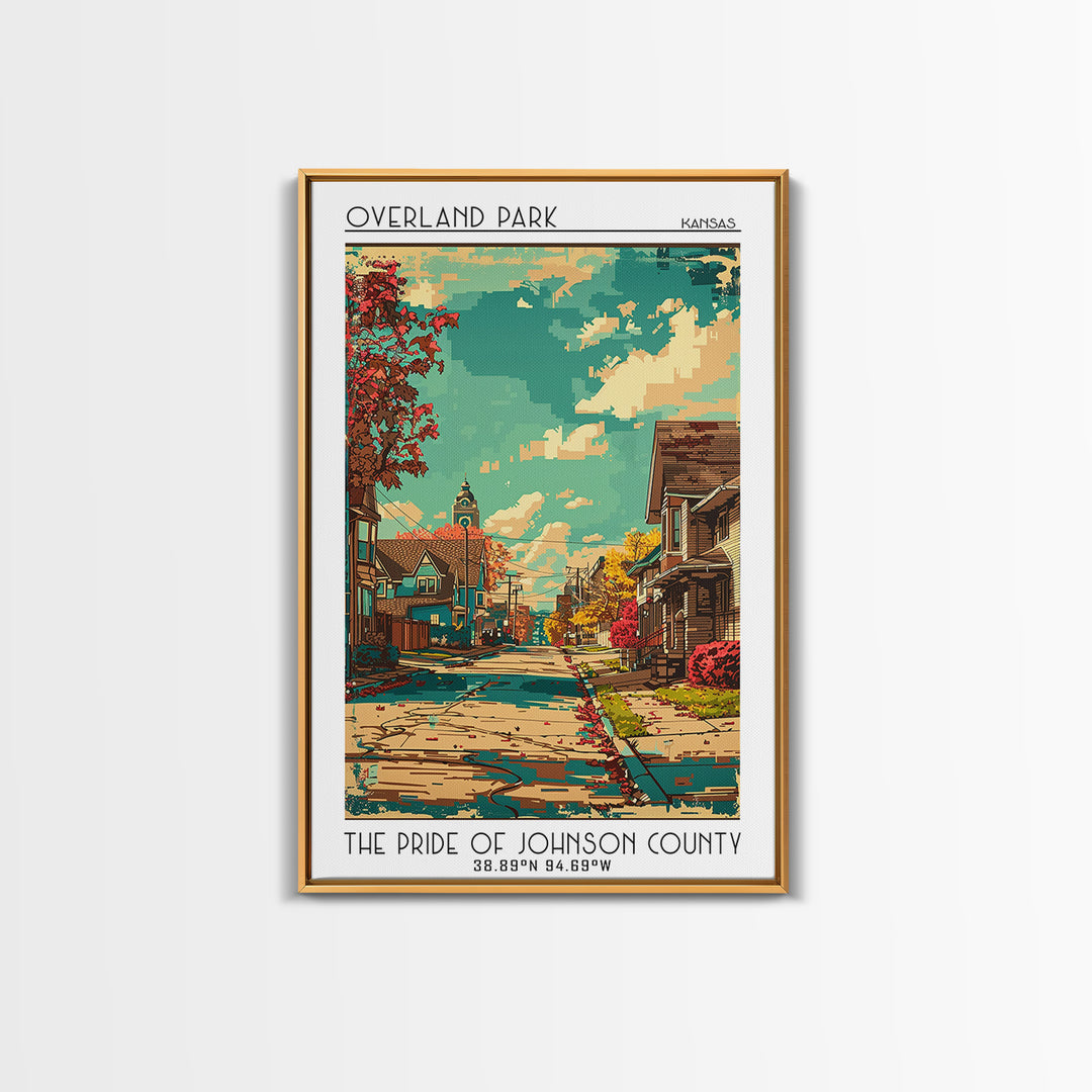 Overland Park Travel Poster, Framed Canvas Print, Vintage Travel Print, City Wall Art, Travel Posters, Travel Prints, City Art Print