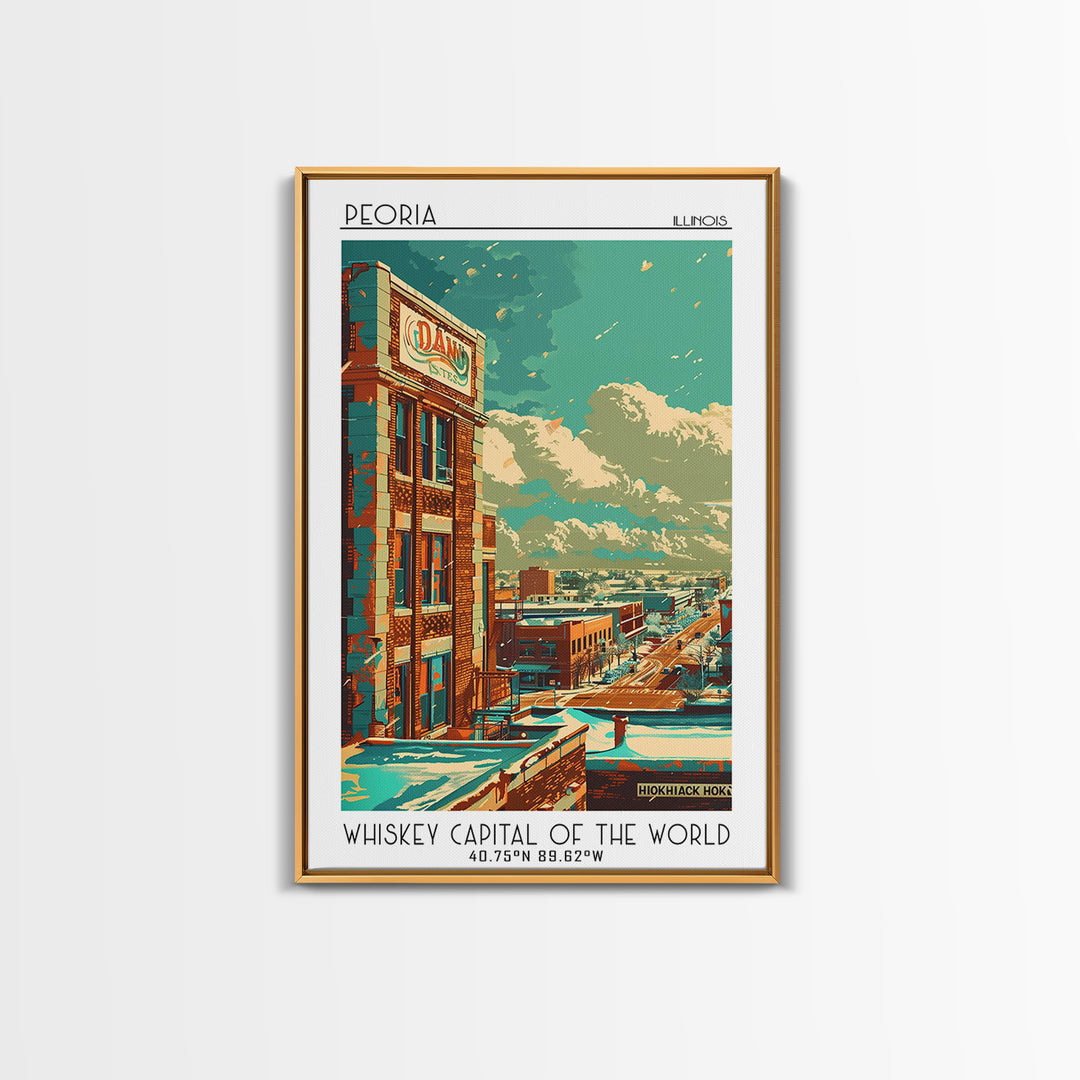 Peoria Illinois Travel Poster, Canvas Print, City Travel Poster, Travel Wall Decor, Retro Travel Poster, Gallery Wall Set, Art Print