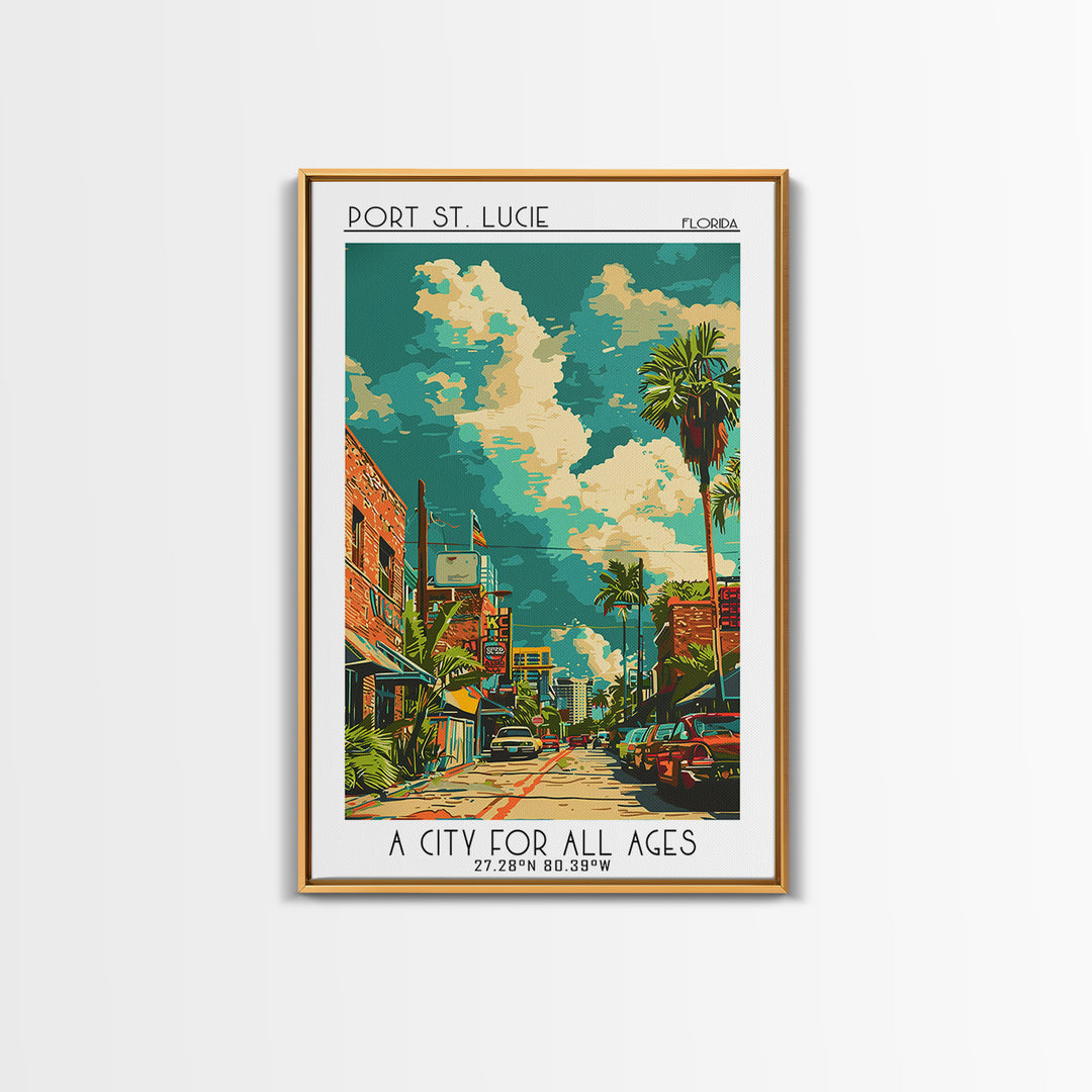 Port St Lucie Travel Poster, Canvas Print, Travel Wall Decor, Minimalist Poster, Living Room Wall Art, Retro Wall Art, City Wall Art