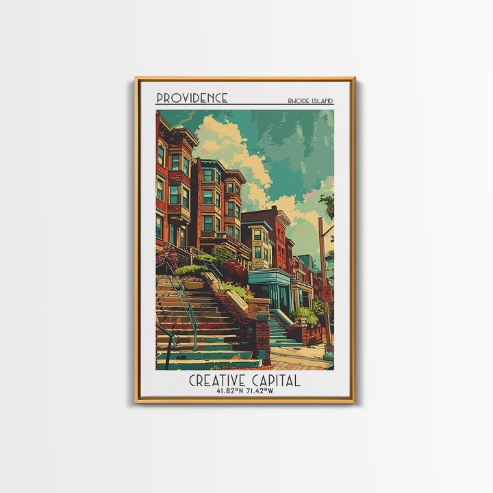 Providence Travel Poster, Framed Canvas Print, Travel Wall Art, City Wall Art, Art Print, Vintage Travel Print, Living Room Wall Art